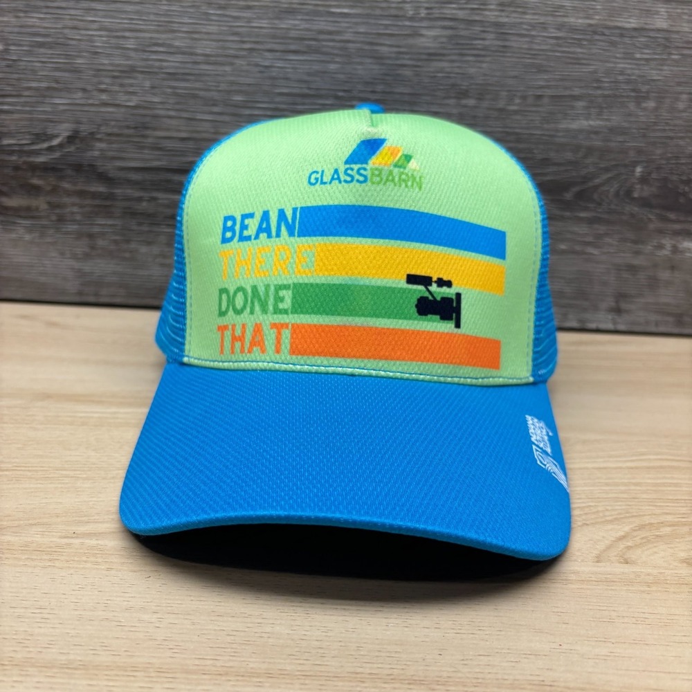 Indiana Soybean Alliance Glass Barn Hat Cap Snap Back Blue Green Trucker Mesh